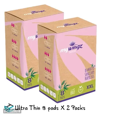 MyWingz Sanitary Napkins Bamboo XXL 330 mm size pack of 2 8 Pads per pack