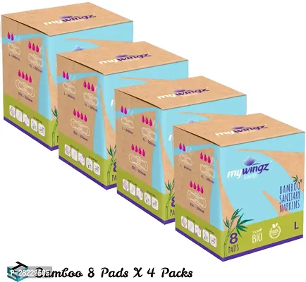 MyWingz Sanitary Napkins Bamboo L 240 mm size pack of 4 8 Pads per pack