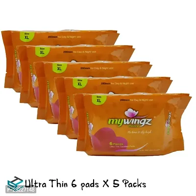 MyWingz Sanitary Napkins Ultra Cotton XL 290 mm size pack of 5 6 Pads per pack-thumb0