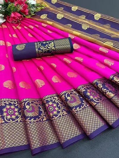 Banarasi Cotton Jacquard Sarees with Blouse piece