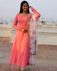 Women Solid Anarkali Gown With Duptta-thumb2