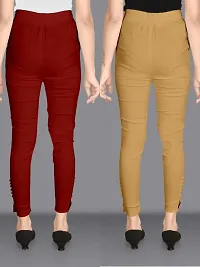 Elegant Multicoloured Cotton Blend Solid Trousers For Women Pack Of 2-thumb1