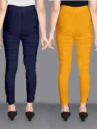 Elegant Multicoloured Cotton Blend Solid Trousers For Women Pack Of 2-thumb1