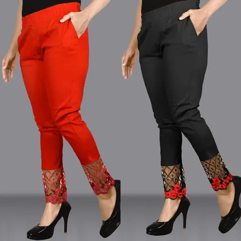 Stylish Cotton Lycra Solid Ethnic Pants for Women