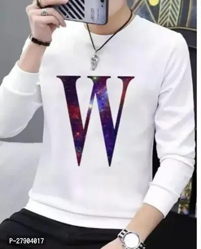 Stylish White Polyester Printed Round Neck Tees For Men-thumb0