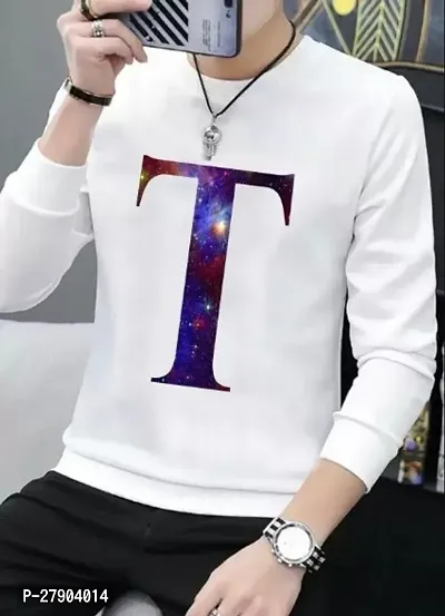 Stylish White Polyester Printed Round Neck Tees For Men