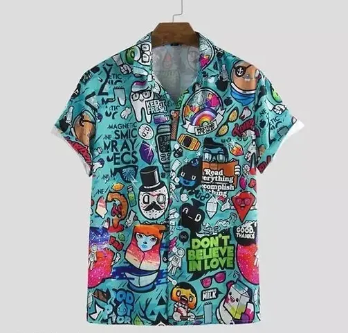 S.meera collection Men,s Shirt Halfsleeve Digital pirinted Shirt (S, Mn0071)