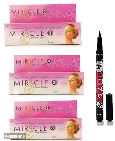 Miracle Shine Glow Face Cream Pack of 3 Formula With 36H Eyeliner