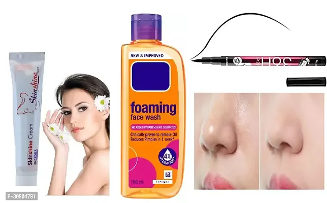 New Improved Oily Skin Foaming Facewash 150Ml With Skin Shine Cream And Eyeliner Combo