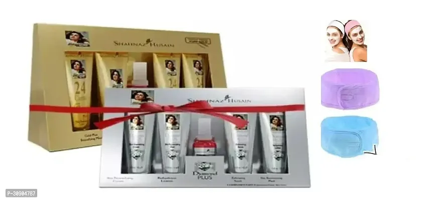 Mutlicolour Facial Band + Shahnaz Gold + Diamond Tube Facial Kit Combo