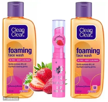 Clean  Clear Foaming Face Wash 150 ml + magic pink lip balm