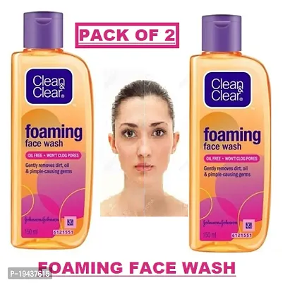 Clean  Clear Foaming Face Wash - Oil Free, 2x150 ml (Multipack)