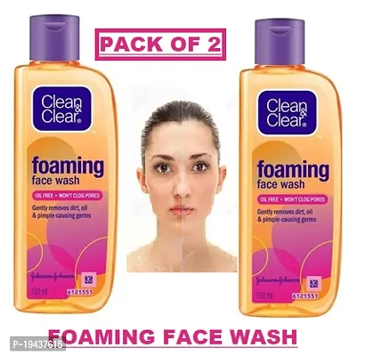 Clean  Clear Foaming Face Wash - Oil Free, 2x150 ml (Multipack)-thumb0