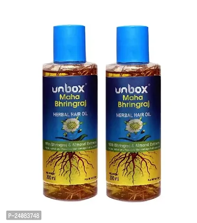 Unbox Maha Bhringai Herbal Hair Oil 200 ml pack of 2