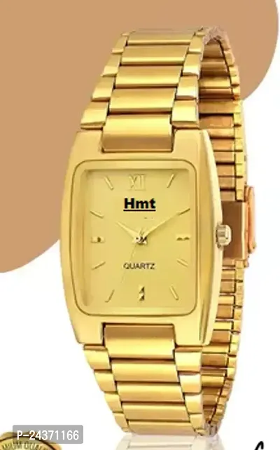 Buy Analog Men hmt Watch, Green Dial, Gold Strap with Date & Time (FW02)