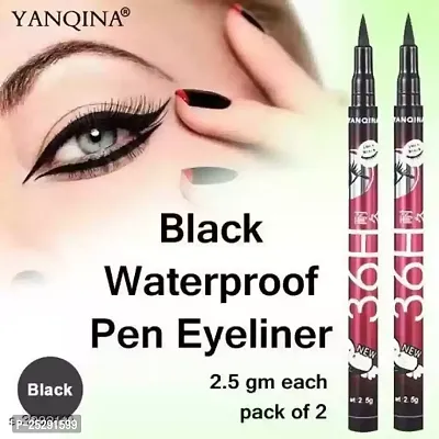 Yanqina swenky 36H Waterproof Eyeliner Pencil Liquid Makeup Beauty Cosmetics Precision Liquid Eyeliner 5 g  (black) pack__02.