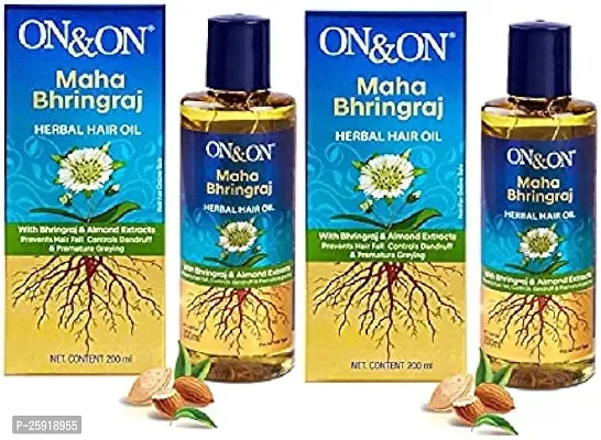 on and on mahabhringraj hair oil 200 ml (Pack of 2).