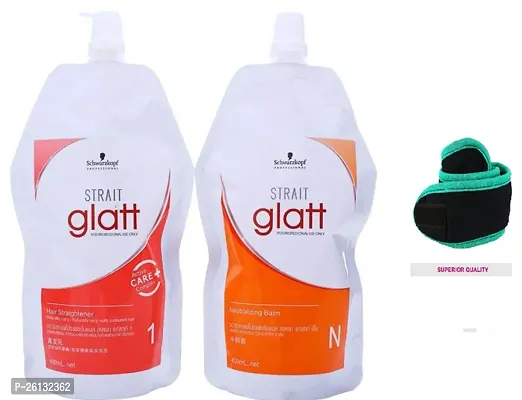 Schwarzkopf Glatt Hair Straightening Cream No.0 For Naturally Very Curly Or Frizyy Hair  (800 ml) with facial band.