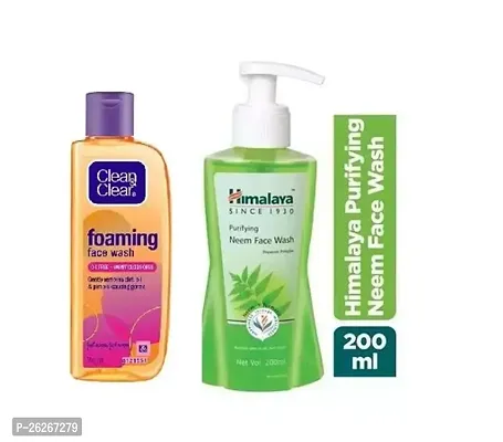 HIMALAYA PURIFYING NEEM FACE WASH AND CLEAN AND CLEAR FACE WASH COMBO.