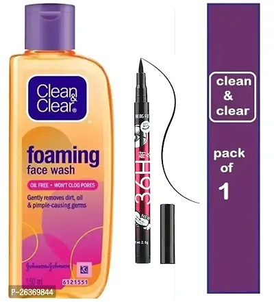 Clean and clear 150ml oil clear face wash pack of 1 with 36h eyeliner.-thumb0