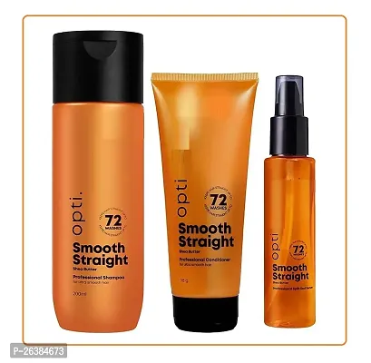 #new opti. Hair smooth straight hair shampoo 200ml + serum 100ml + conditioner 98g.