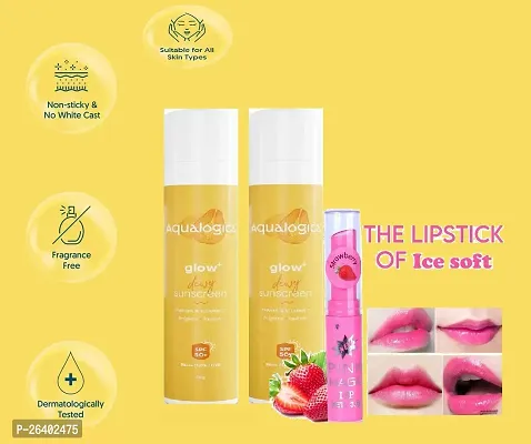 MAGIC PINK LIP BALM + Aqua-Glow+ Sunscreen SPF 50 PA+++ 50g PACK OF 02.-thumb0