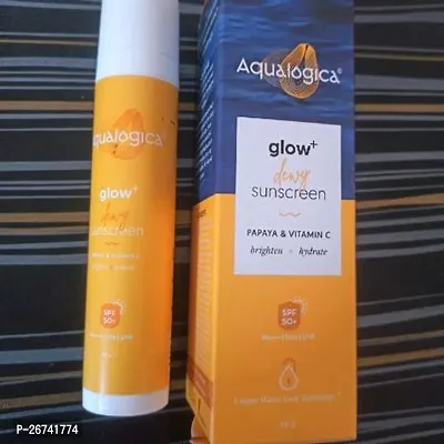 Aqualogica Glow+ Dewy Sunscreen with Papaya  Vitamin C - SPF 50 PA++++ for UVA/B protection, 50G (PACK __01).