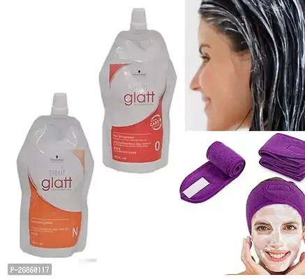 Schwarzkopf Glatt Hair Straightening Cream For Curly Or Frizzy Hair (3 Items in the set) Glatt N + O 400ml + Hair BAND.