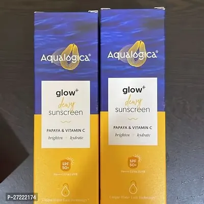 Aqualogica Glow+ Dewy Sunscreen with Papaya  Vitamin C - SPF 50 PA+++ for UVA/B (PACK -02).