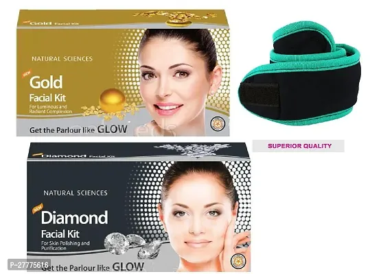 vlcc natural sciences gold + diamond facial kit + multicolour facial band.-thumb0