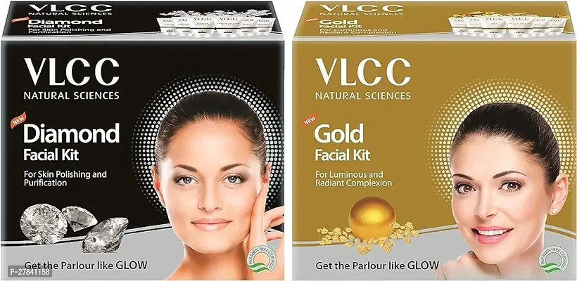 VLCC Diamond Facial Kit (60g)  Gold Facial Kit (60g), 2 Pieces