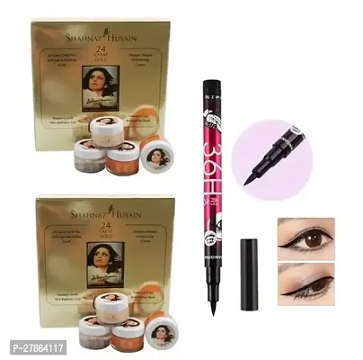 Shahnaz Husain Gold Facial Kit (40g) Pack Of 2 + 36H Black Waterproof Eyeliner.