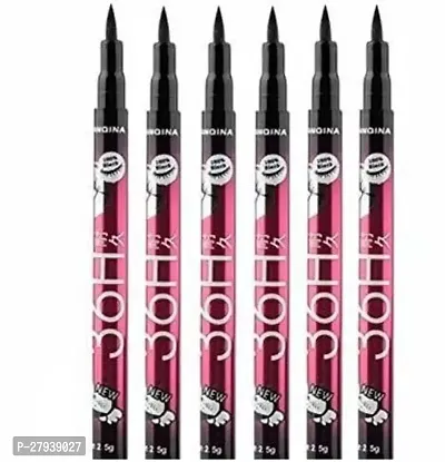 Professional Black 36H Eyeliner Pen Waterproof Eye Liner Pencil Pen pack of 6