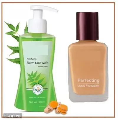 BEST MACKUP FOUNDITION AND HERBAL NEEM FACE WASH 200ML PACK OF 1.