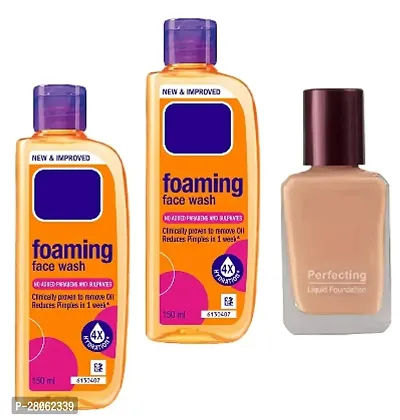 Pack of 2|foaming  Facial Wash 150 ml and perfect liquid foundition.