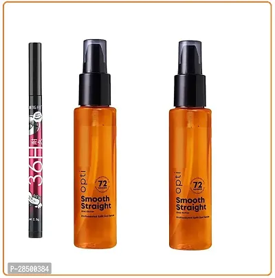 new pro. Opti. Smooth straight hair serum 100ml pack of 02 , serum and black 36h eyeliner.