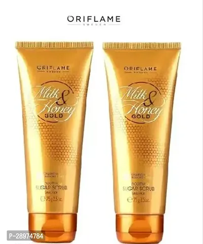 Oriflame Milk and Honey Gold Sugar Scrub for Face and Body 200 G Pack of 2-thumb0