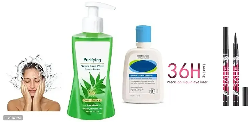 Buy Gentle Skin Cleanser 125ml and Natural Skin Care Face Wash, Pack of 1 and 36h black eyeliner.