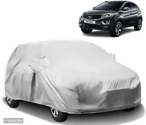 Autoretail Car Cover For Tata Nexon With Mirror Pockets Silver