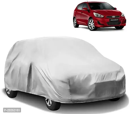 Designer Car Cover For Hyundai Accent Without Mirror Pockets Silver