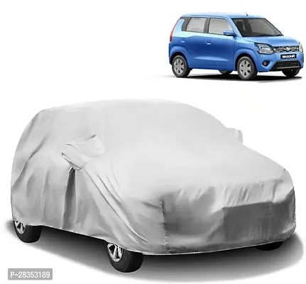 Designer Car Cover For Maruti Wagon R 1.0 With Mirror Pockets Silver-thumb0