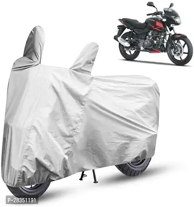 Water Repellent Two Wheeler Bike Cover For Bajaj Pulsar 180 Dts-I Silver-thumb0