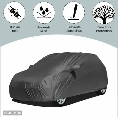 Stylish Car Cover For Mahindra Kuv100 Nxt Without Mirror Pockets Grey-thumb4