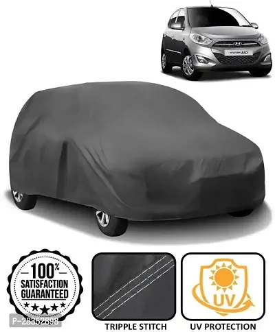 Designer Car Cover For Hyundai I10 Without Mirror Pockets Grey-thumb0