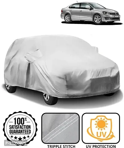 Designer Car Cover For Volkswagen Vento With Mirror Pockets Silver-thumb0