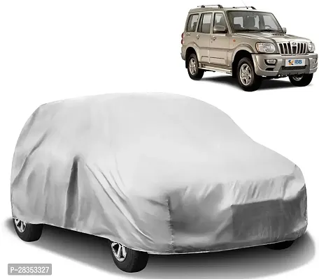 Stylish Car Cover For Mahindra Scorpio - Without Mirror Pockets - Silver