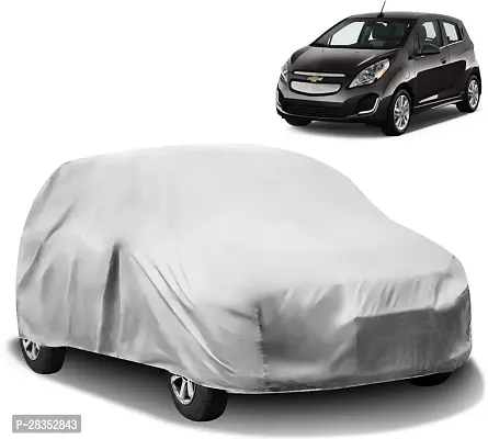 Designer Car Cover For Chevrolet Beat Without Mirror Pockets Silver