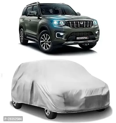 Stylish Car Cover For Mahindra Scorpio N - Without Mirror Pockets - Silver-thumb0