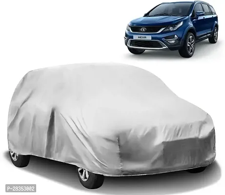 Designer Car Cover For Tata Hexa Without Mirror Pockets Silver-thumb0