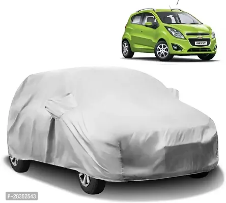 Stylish Car Cover For Chevrolet Beat With Mirror Pockets Silver